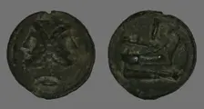As (Coin) Depicting the God Janus, 225-217 BCE. Creator: Unknown