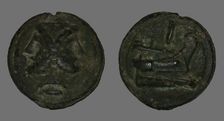 As (Coin) Depicting the God Janus, 225-217 BCE. Creator: Unknown