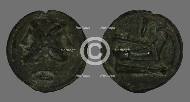As (Coin) Depicting the God Janus, 225-217 BCE. Creator: Unknown.