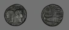 As (Coin) Portraying Augustus and Agrippa, 20 BCE-14 CE. Creator: Unknown