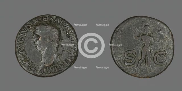 As (Coin) Portraying Emperor Claudius, 41-50. Creator: Unknown.