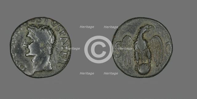 As (Coin) Portraying Emperor Augustus, 34-37. Creator: Unknown.
