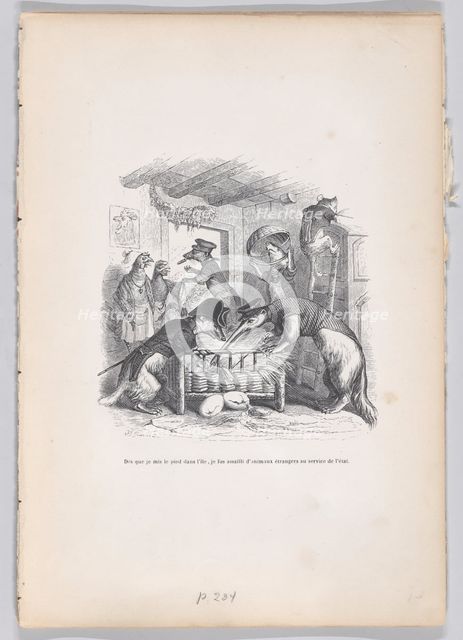 As soon as I set foot on the island... from Scenes from the Private and Public Life..., ca. 1837-47. Creator: Jean Ignace Isidore Gerard.