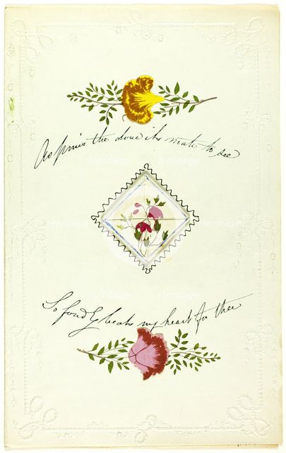 As Pines the Dove It's Mate to See (valentine), c. 1850. Creator: George Kershaw.