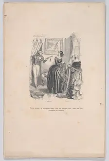 As the new Actaeon, I surprised Diana, not in her bath but with a dealer in the bathroom. ..., 1843. Creators: Jean Ignace Isidore Gerard, Brugnot