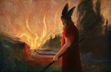 As the Flames Rise, Wotan Leaves 1906. Creator: Unknown
