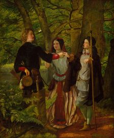 As You Like It - Act IV Scene I - Rosalind Tutoring Orlandoin the Ceremony..., 1850. Creators: Walter Howell Deverell, Dante Gabriel Rossetti
