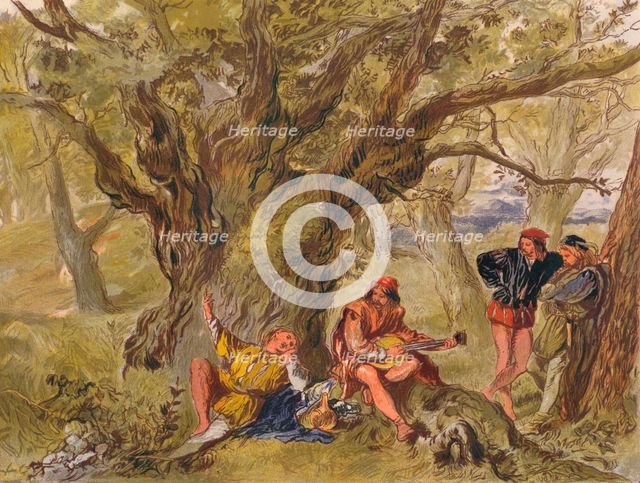 'As You Like It: Act II, Scene V. Under the Greenwood Tree, sung by Amiens, c1875. Artist: Sir John Gilbert.