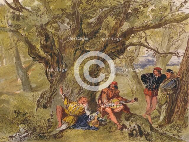 'As You Like It: Act II, Scene V. Under the Greenwood Tree, sung by Amiens, c1875. Artist: Sir John Gilbert.