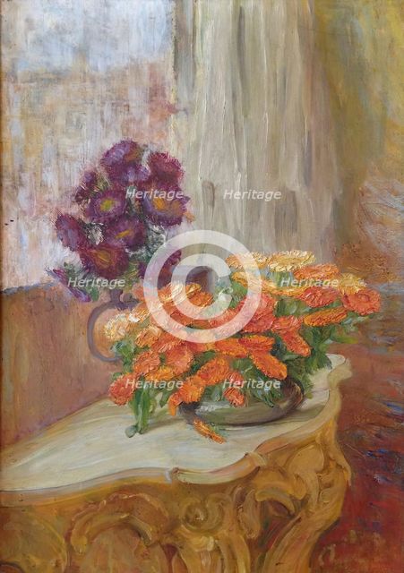 Asters and marigolds, (c1900s). Creator: Ida Eléonora de Schulzenheim.