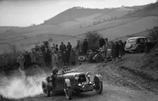 Aston Martin 2-seater of JD Keightley competing in the MG Car Club Midland Centre Trial, 1938. Artist: Bill Brunell