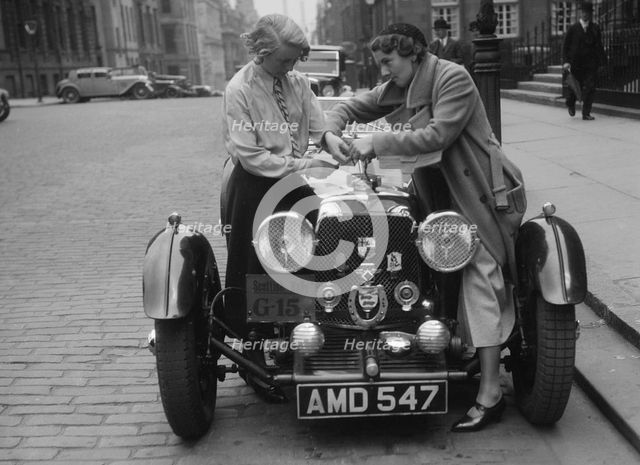 Aston Martin of Kitty Brunell at the RSAC Scottish Rally, 1933. Artist: Bill Brunell.