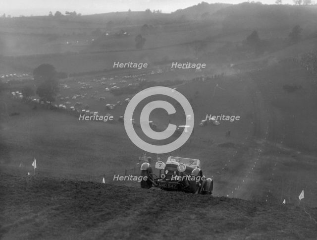 Aston Martin competing in the MG Car Club Rushmere Hillclimb, Shropshire, 1935. Artist: Bill Brunell.