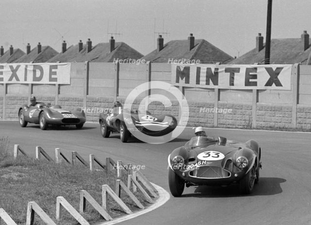 Aston Martin DB3S, Roy Salvadori, Aintree 1956. Creator: Unknown.