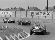 Aston Martin DB3S, Roy Salvadori, Aintree 1956. Creator: Unknown