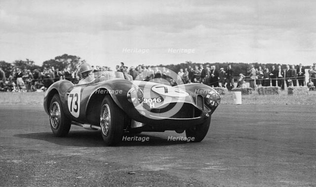 Aston Martin DB3S, racing at Chaterhall 1955. Creator: Unknown.