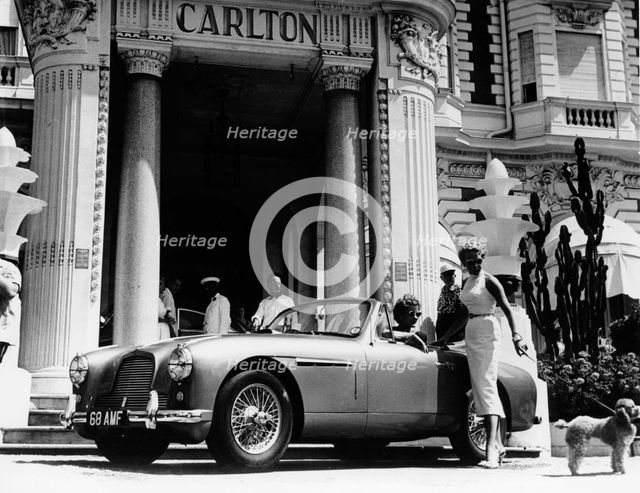 Aston Martin DB2-4 outside the Hotel Carlton, Cannes, France, 1955. Artist: Unknown