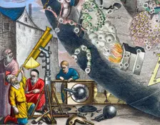 Astonomers looking through a telescope, 1660-1661. Creator: Andreas Cellarius
