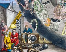 Astonomers looking through a telescope, 1660-1661. Creator: Andreas Cellarius