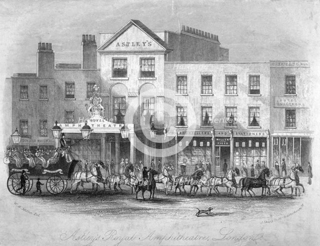 Astley's Amphitheatre and adjacent buildings, Westminster Bridge Road, Lambeth, London, c1775. Artist: J Shury