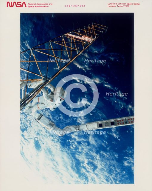 Astronaut on EVA from the Space Shuttle Atlantis, 1985. Creator: Unknown.