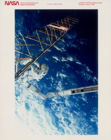 Astronaut on EVA from the Space Shuttle Atlantis, 1985. Creator: Unknown