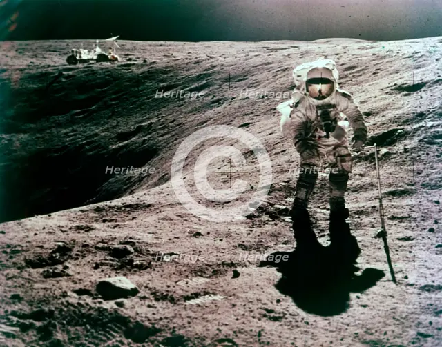Astronaut Charles Duke at the Descartes landing site, Apollo 16 mission, April 1972. Creator: John Watts Young.