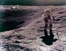 Astronaut Charles Duke at the Descartes landing site, Apollo 16 mission, April 1972. Creator: John Watts Young