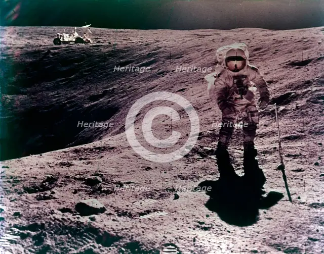 Astronaut Charles Duke at the Descartes landing site, Apollo 16 mission, April 1972. Creator: John Watts Young.