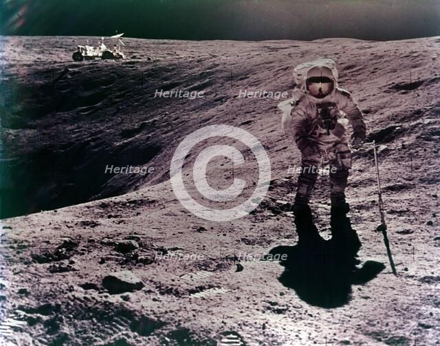 Astronaut Charles Duke at the Descartes landing site, Apollo 16 mission, April 1972. Creator: John Watts Young.