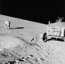 Astronaut David Scott (b1932) on the slope of Hadley Delta during Apollo 15, 1971.Artist: NASA