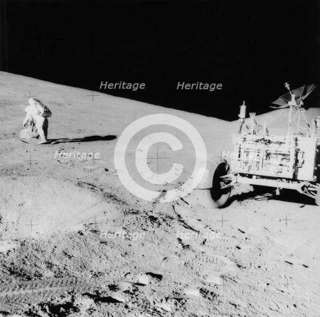 Astronaut David Scott (b1932) on the slope of Hadley Delta during Apollo 15, 1971.Artist: NASA