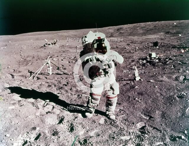 Astronaut John Young on the lunar surface, Apollo 16 mission, April 1972. Creator: Charles Duke.