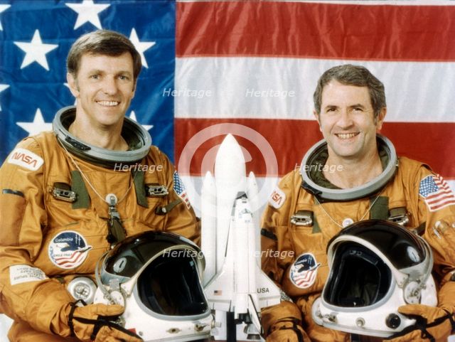Astronauts Joe Engle and Richard Truly, second Space Shuttle flight, November 1981.  Creator: NASA.