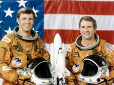 Astronauts Joe Engle and Richard Truly, second Space Shuttle flight, November 1981. Creator: NASA