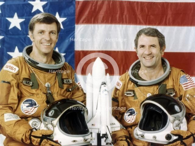 Astronauts Joe Engle and Richard Truly, second Space Shuttle flight, November 1981.  Creator: NASA.