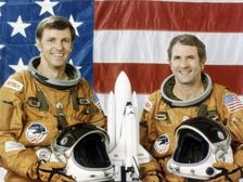 Astronauts Joe Engle and Richard Truly, second Space Shuttle flight, November 1981. Creator: NASA