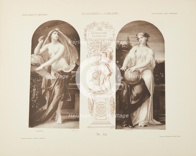 Astronomy. Geography. From "Allegories and Emblems" by M. Gerlach, 1882. Creator: Klimt; Gustav (1862-1918).