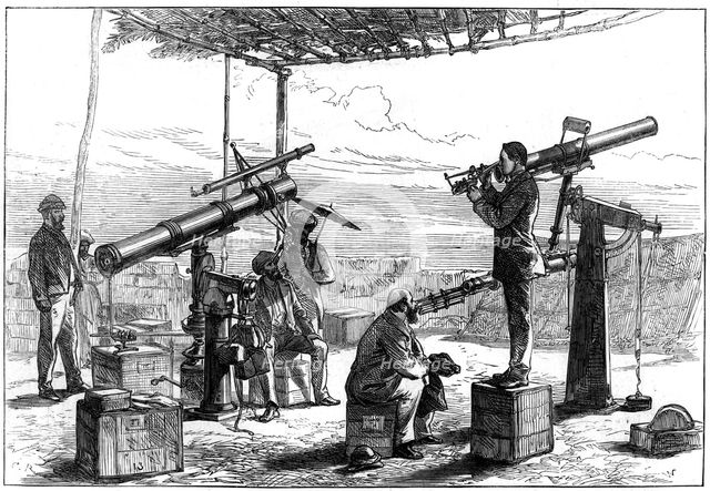 Astronomers waiting for an eclipse, India, 1872. Artist: Unknown