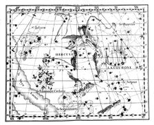 Astronomical map, centred on the constellation of Hercules, 1775. Artist: Jean Fortin