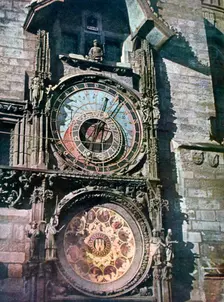 Astronomical clock, Old Town Hall, Prague, Czech Republic, 1943