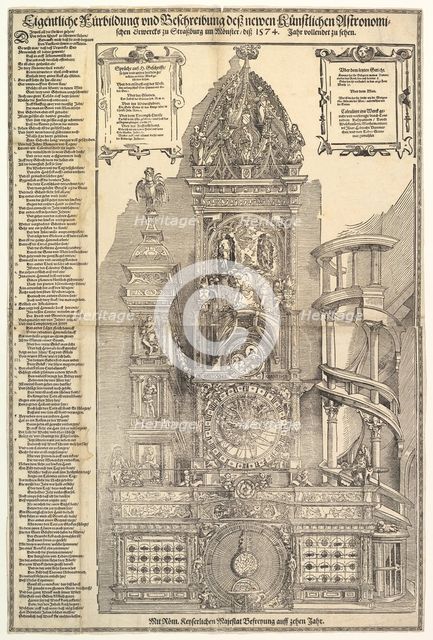 Astronomical Clock in the Cathedral in Strasbourg, 1574. Creator: Tobias Stimmer.