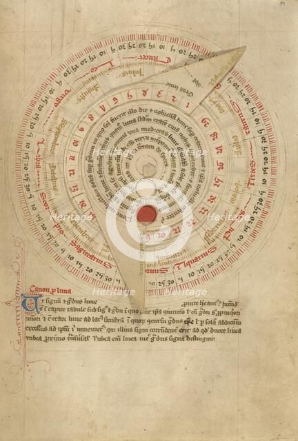 Astronomical Table with Volvelle; Astronomical and Medical Miscellan, shortly after 1386. Creator: Unknown.