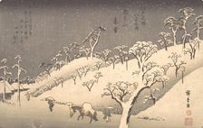 Asukayama in Evening Snow, ca. 1838., ca. 1838. Creator: Ando Hiroshige