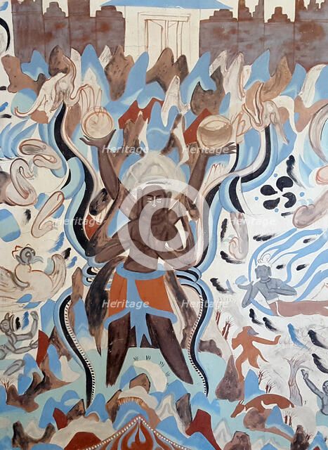 Asura in 249th cave of Mogao, 6th century. Creator: Central Asian Art.