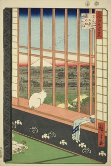 Asakusa Rice Fields and Torinomachi Festival (Asakusa tanbo Torinomachi mode)..., 1857. Creator: Ando Hiroshige