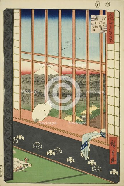 Asakusa Rice Fields and Torinomachi Festival (Asakusa tanbo Torinomachi mode)..., 1857. Creator: Ando Hiroshige.