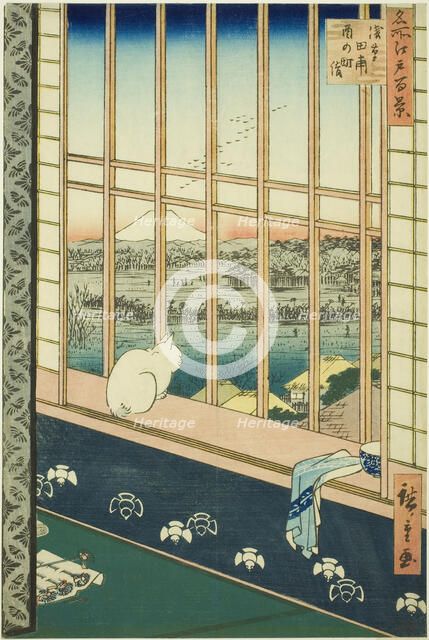 Asakusa Rice Fields and Torinomachi Festival (Asakusa tanbo Torinomachi mode)..., 1857. Creator: Ando Hiroshige.