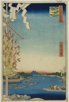 Asakusa River, Great Riverbank, Miyato River (Asakusagawa Okawabata Miyatogawa)..., 1857. Creator: Ando Hiroshige