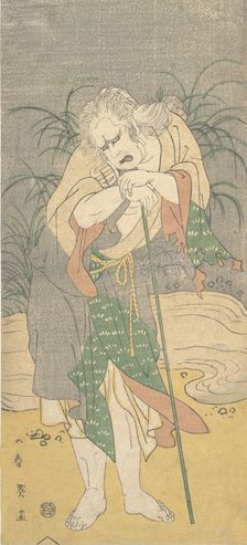 Asao Tamejuro as a Gray-Haired Old Man in Tattered Garments, ca. 1789. Creator: Katsukawa Shun'ei